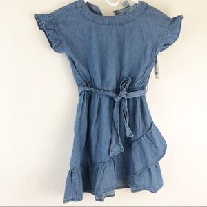 Oshkosh Ruffle Denim Blue shirt sleeve Dress 6X